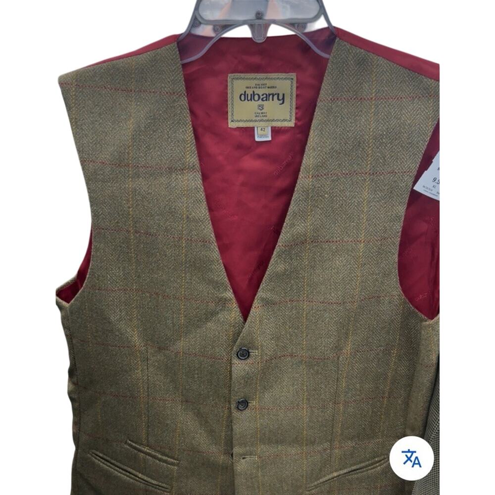 Dubarry Of Ireland Men's Waistcoat Plaid Vest Tan Size 42 Vintage